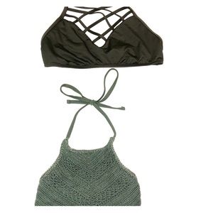 Army green bikini tops